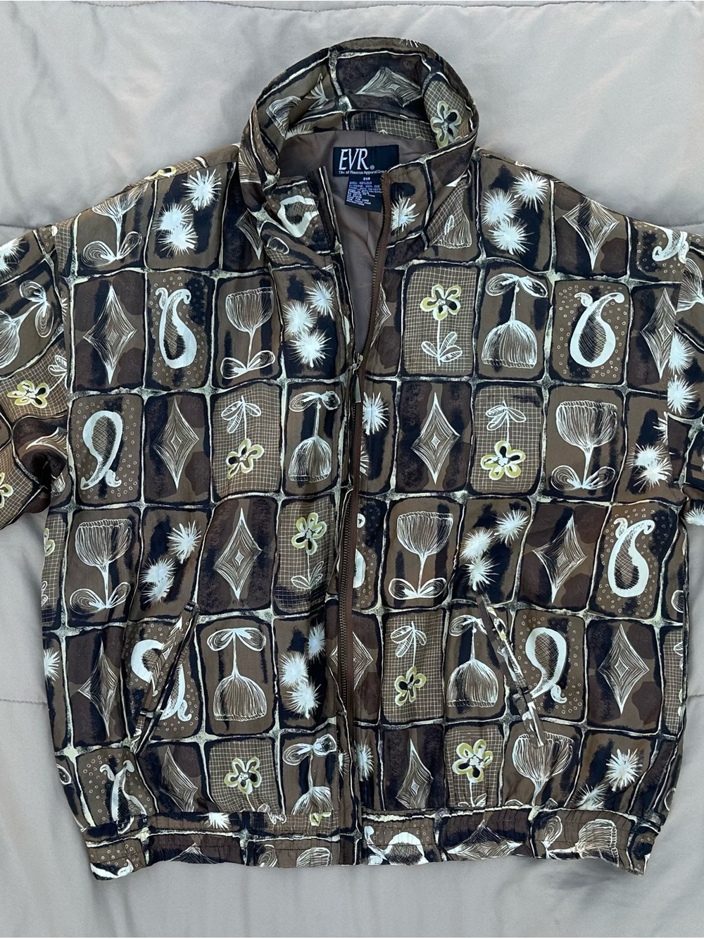 EVR Men's Brown Patterned Windbreaker Jacket